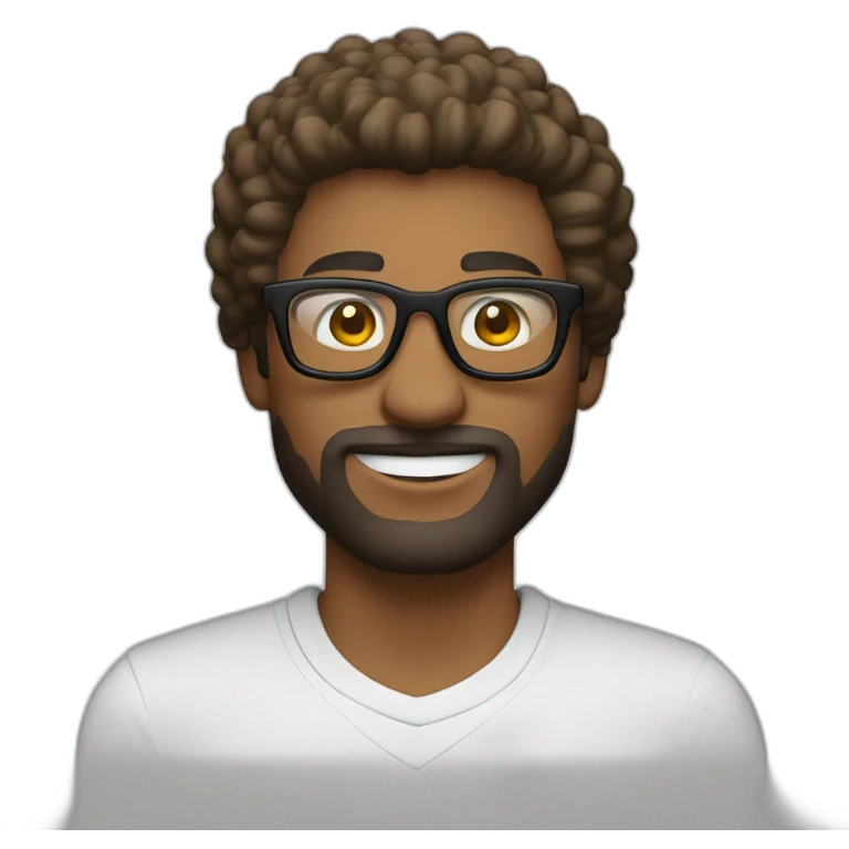 hombre con lentes,color blanco  pelo castaño, vestido con nike dunk, feliz emoji