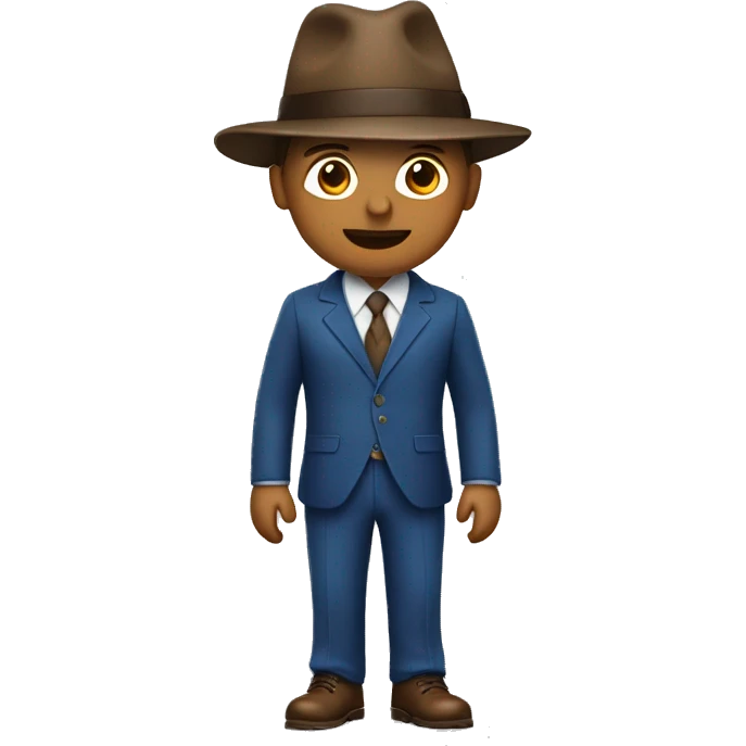 A man in a blue suit and a brown fedora emoji