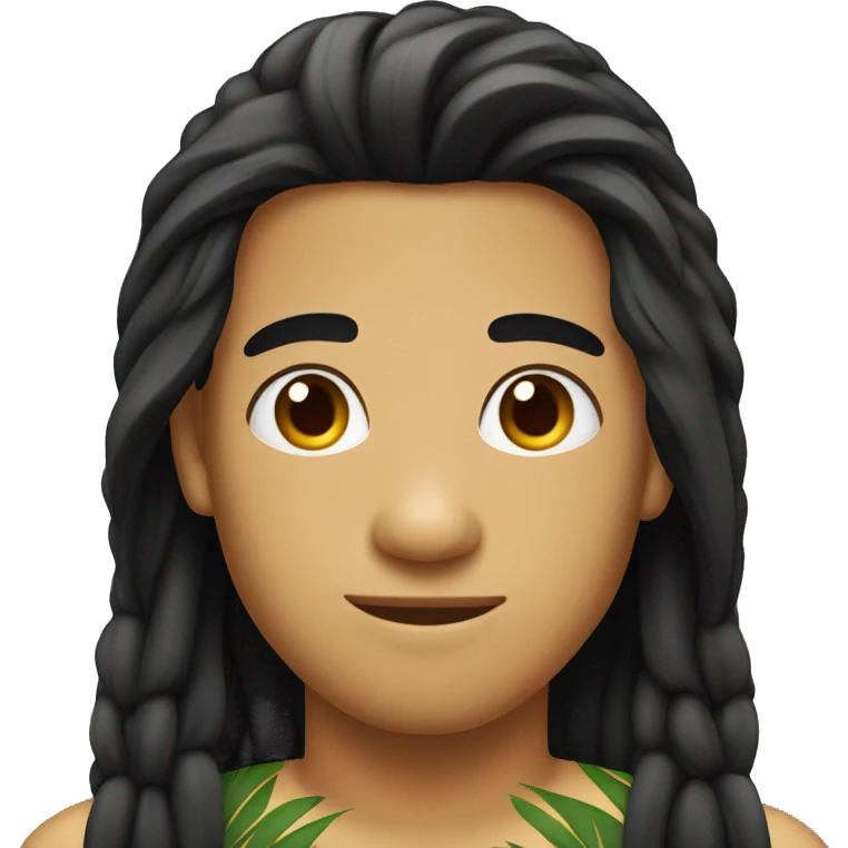 hawaiian young man with long straight black hair emoji