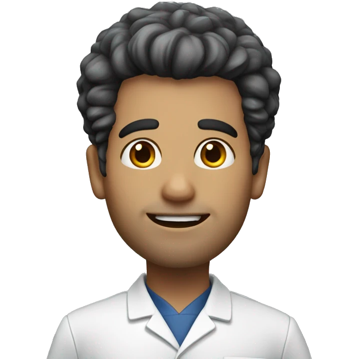 34 yo male doctor with wide face, big hair, no facial hair, no glasses, round chin emoji