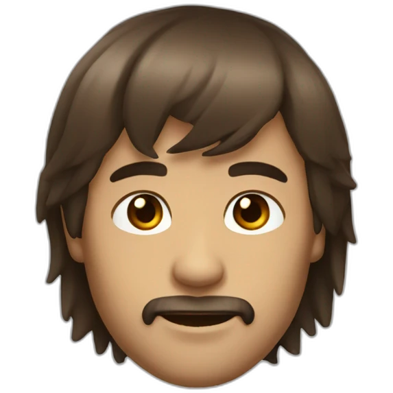 Man with hair Brown with bangs tô the right side emoji