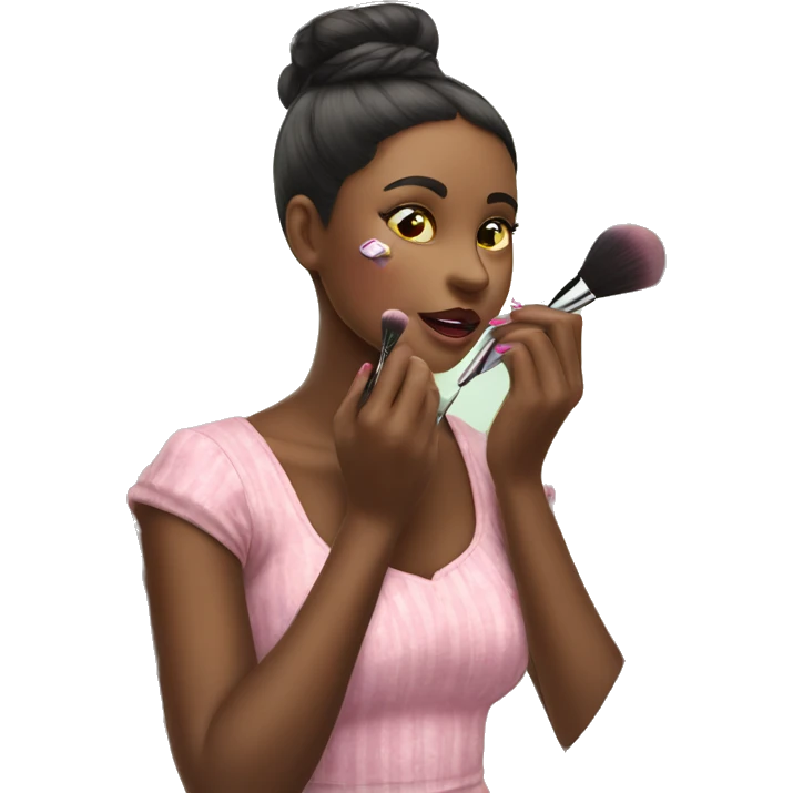 Girl putting on makeup in vintage mirror emoji