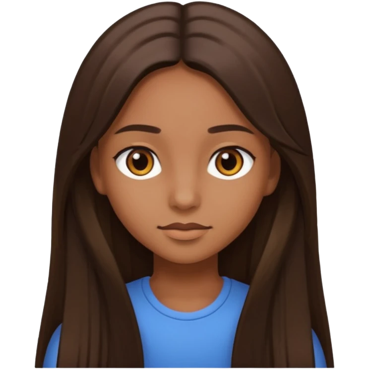 girl with straight long hair and brown eyes, brown skin emoji