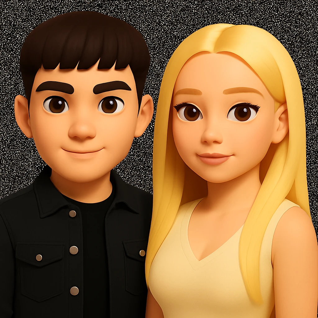 Slightly increase the volume of the upper body of the girl and slightly turn her to face forward, preserving the style of the original image. emoji