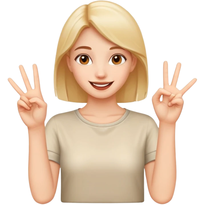 happy girl with stop hand gesture emoji