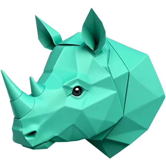origami rhino head in color green mint rgb(168, 251, 211) emoji