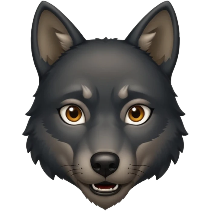 a questionning black wolf raising an eyebrow emoji