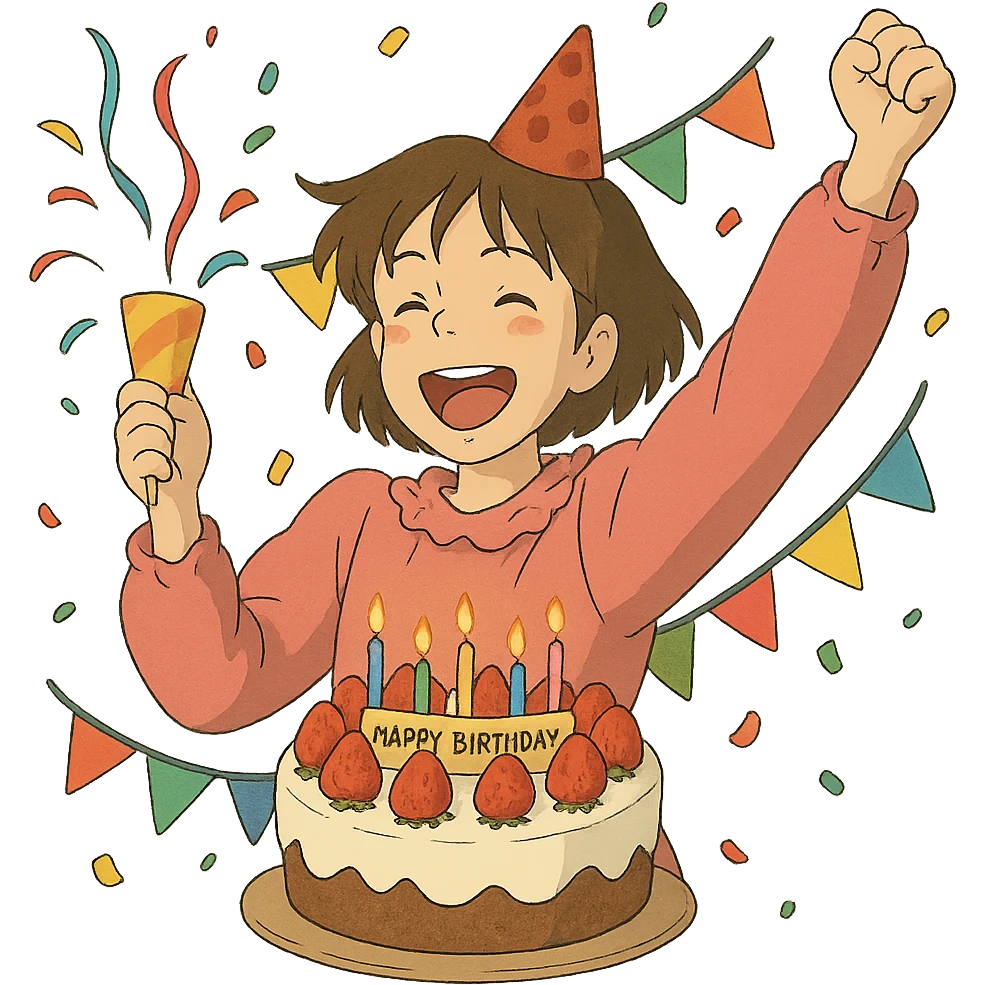 ghibli style festive mood on your birthday emoji
