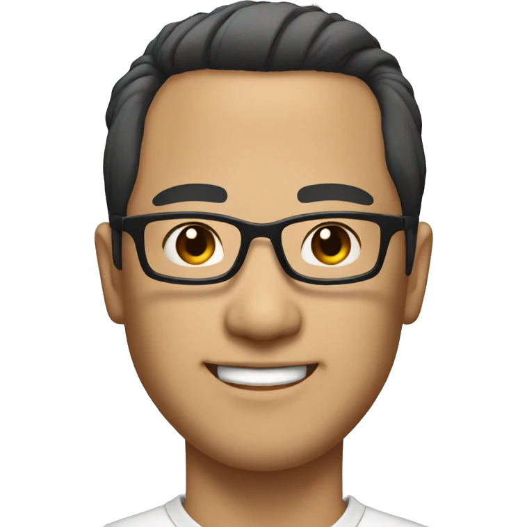 40 yo asian man with pony tail hair and glasses  emoji