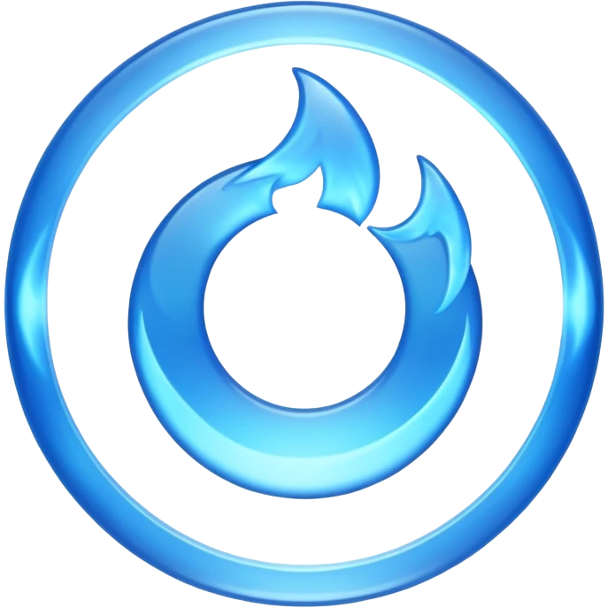 A minimalist CD disc with a subtle blue fire design, emoji style, blue fire emoji