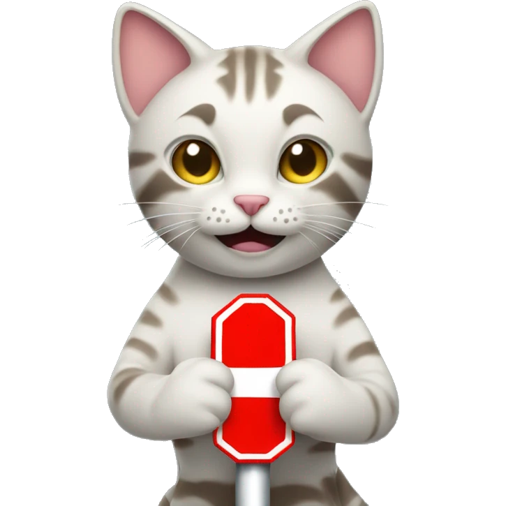 cat holding stop sign emoji