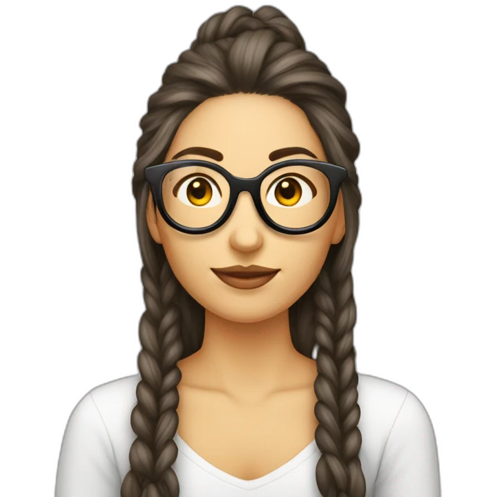 mujer pelo largo gafas con espagueti emoji
