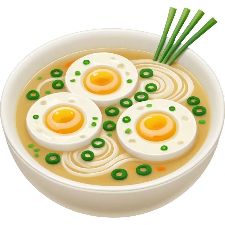 Make an emoji of tteokguk, a traditional Korean food. Okay, take the eggs out of that picture and put rice cakes in it. Make the soup white emoji