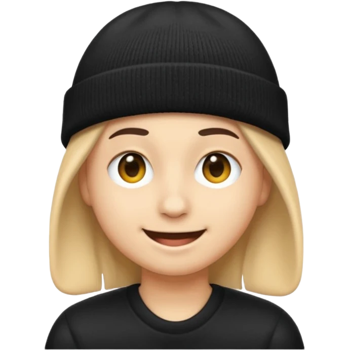Emoji with black beanie hat pulled down over eyes emoji
