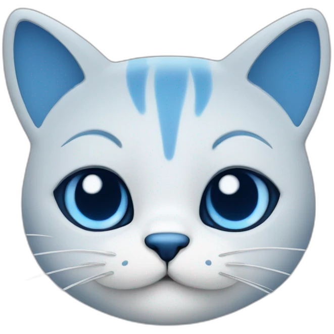 Blue simplistic sketch of a cute cat face emoji