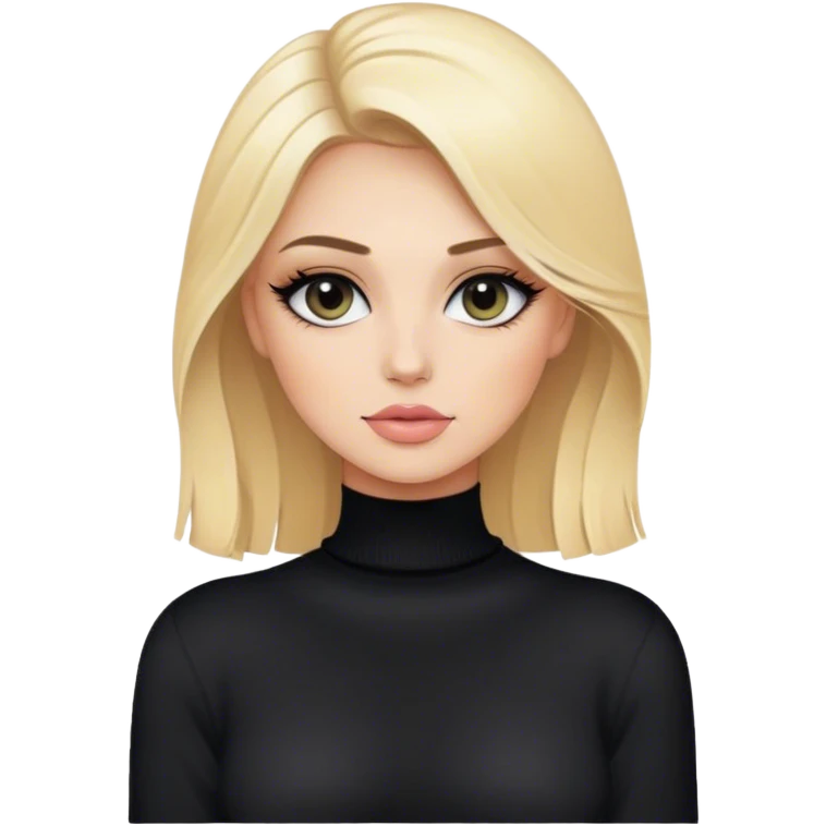portrait of glamorous blonde makeup artist, black sweater emoji