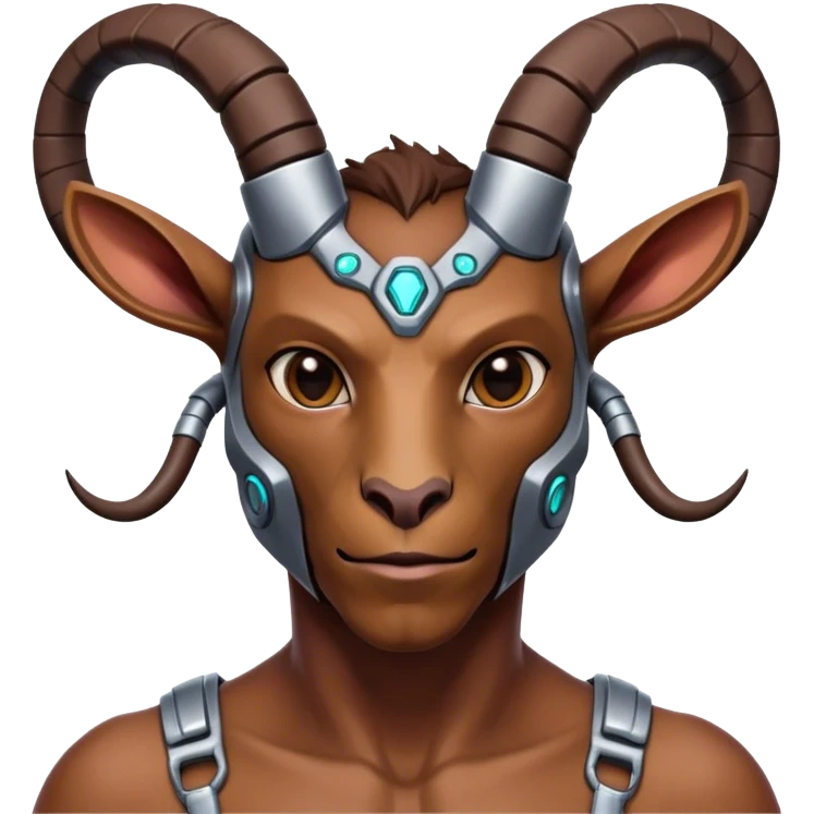 Cybernetic Goat(Ram) man 2/3 up view emoji
