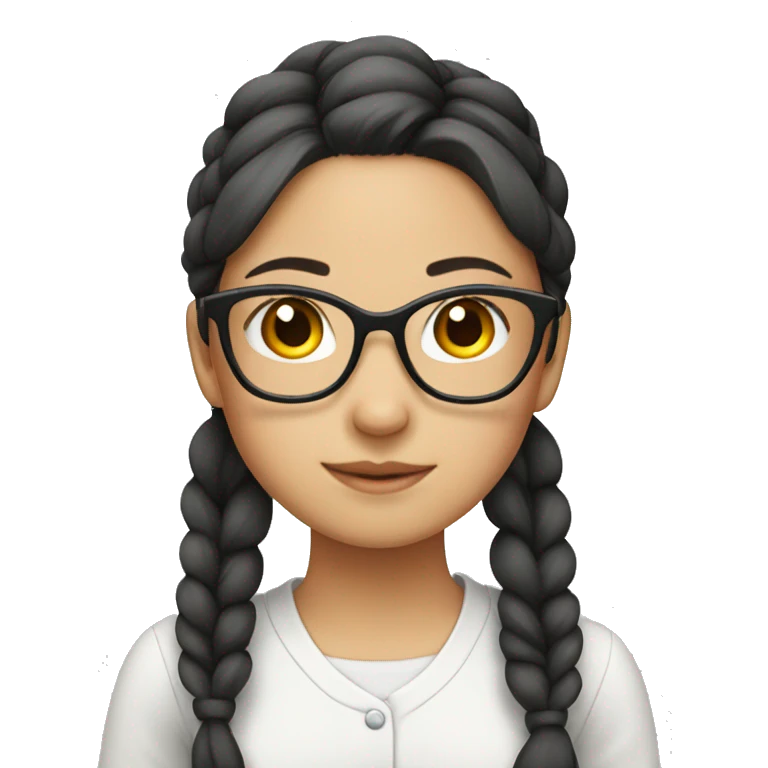 A girl wearing glasses with her hair tied up, Asian emoji