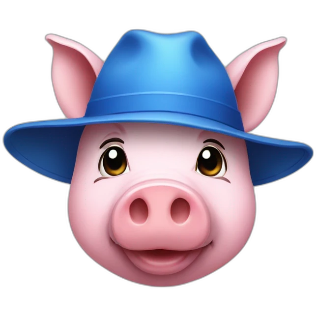 a pig wear blue hat emoji