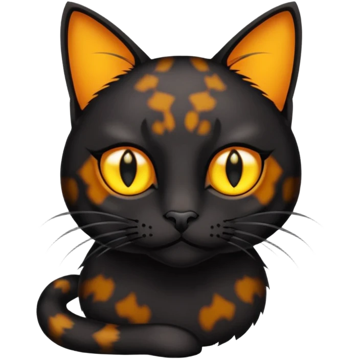 tortoiseshell black cat yellow eyes emoji