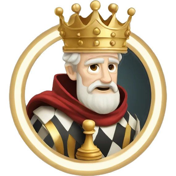 Vintage King Claudius hamlet old man big beard gold crown playing chess emoji