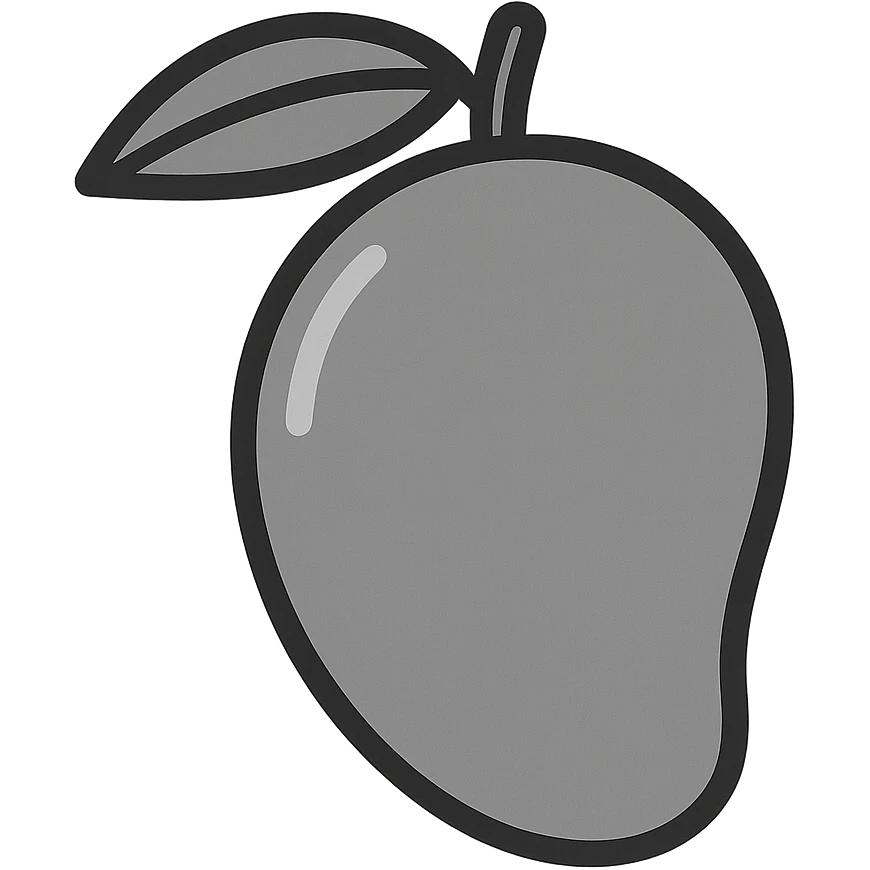 A mango made out of solid gold, minimalist and sleek, with clean lines, flat design style emoji