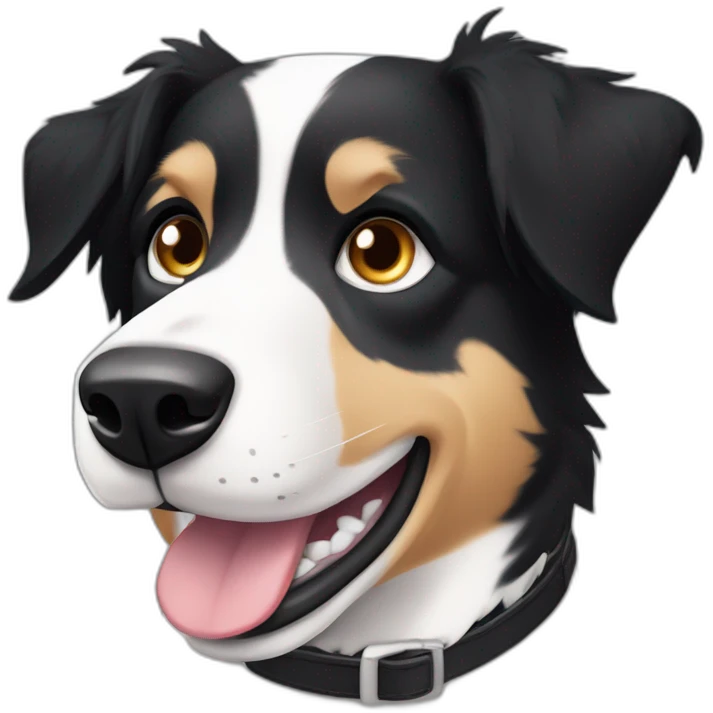 dog, short-hair, black, white-chest, white-stripe-down-face, black-snout, border-collie, mcnab emoji
