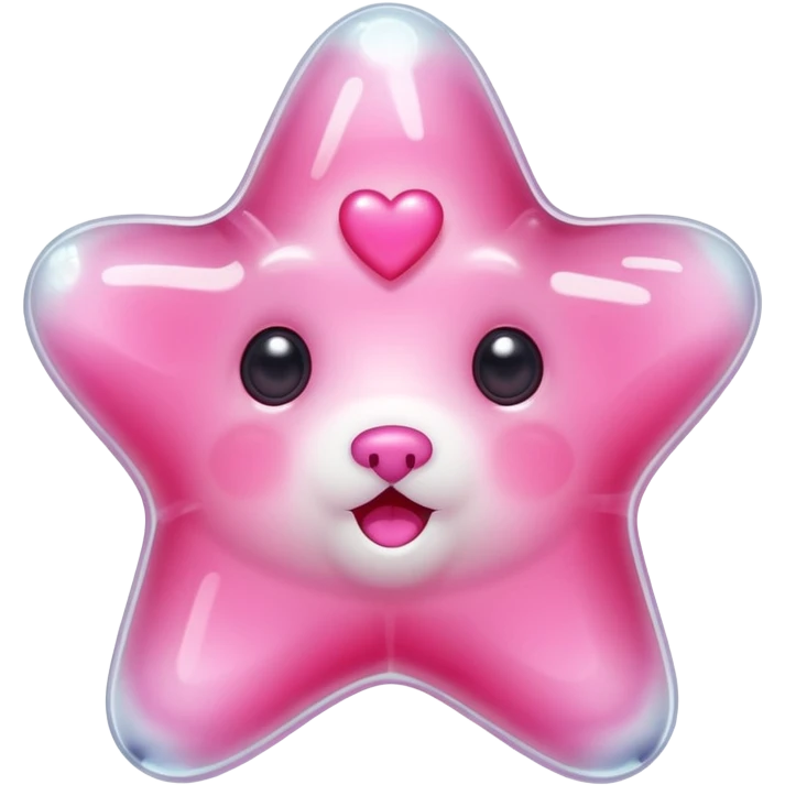 White jelly bear in the shape of a [unclear] with large pink heart-shaped eyes emoji
