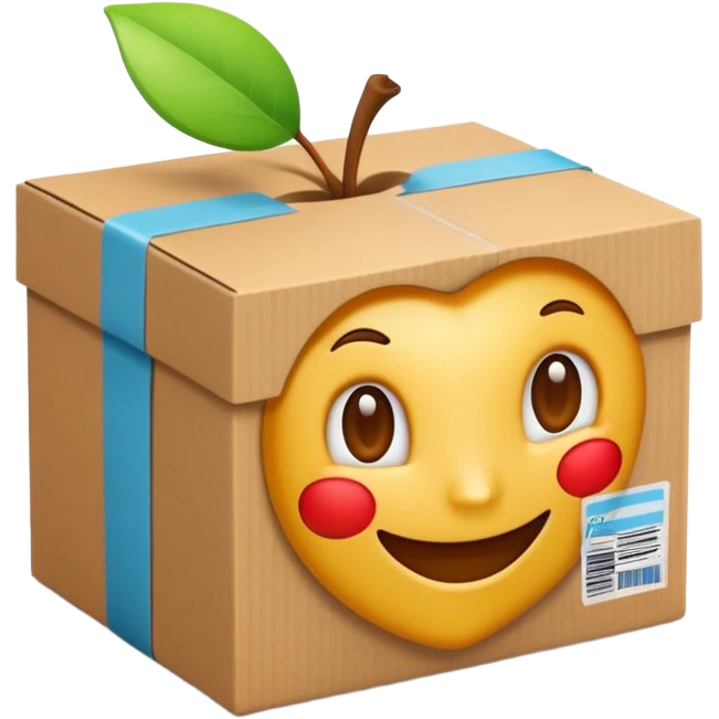 3D Apple-style emoji of a cardboard delivery box with a shipping label and tape. Rounded, glossy, smooth, soft shadows, white background.


 emoji