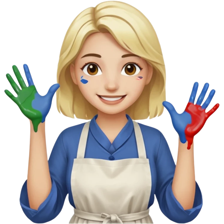 Young Women painting smilling tablier emoji