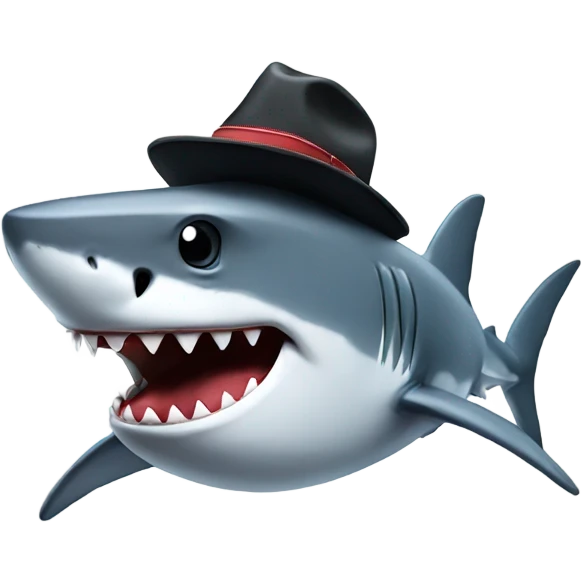 Shark with a hat emoji