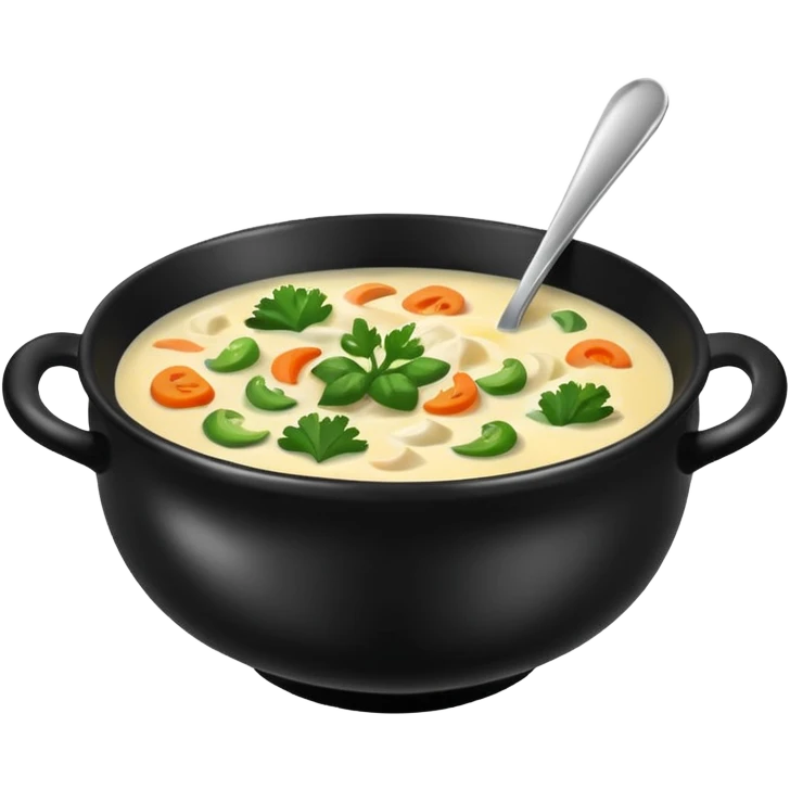 Realistic Soup in a black bowl   emoji