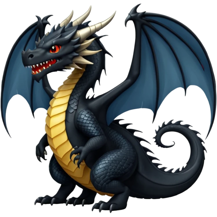 black dragon with wings spread emoji