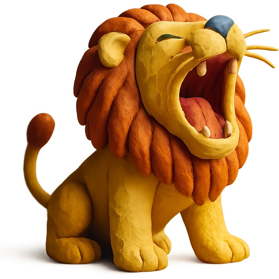 claymation style roaring lion emoji