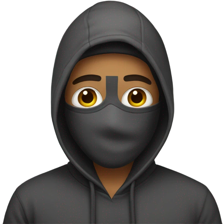 guy wearing a hoodie and ski mask emoji