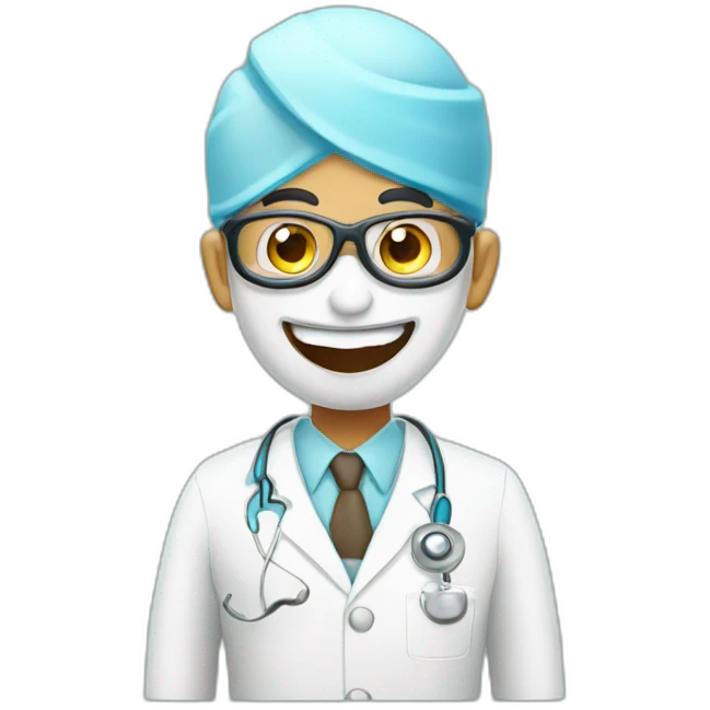 bald indian dentist giving thumbs up with eye lens emoji