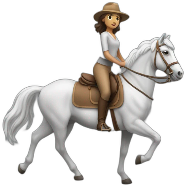 femme sur un cheval gris emoji