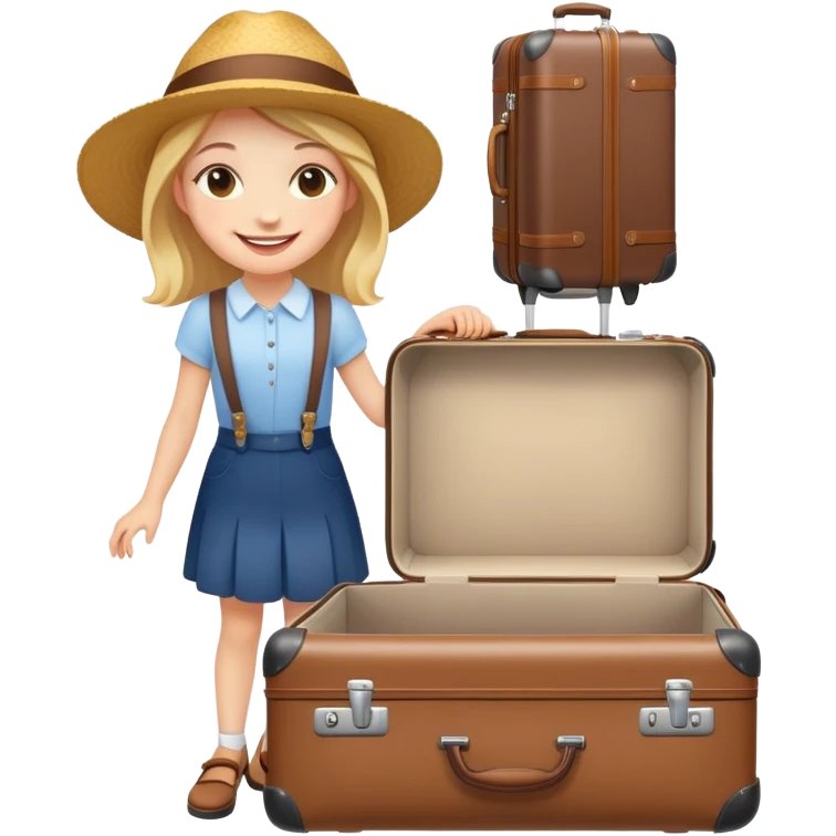 The girl with the suitcases smiles emoji