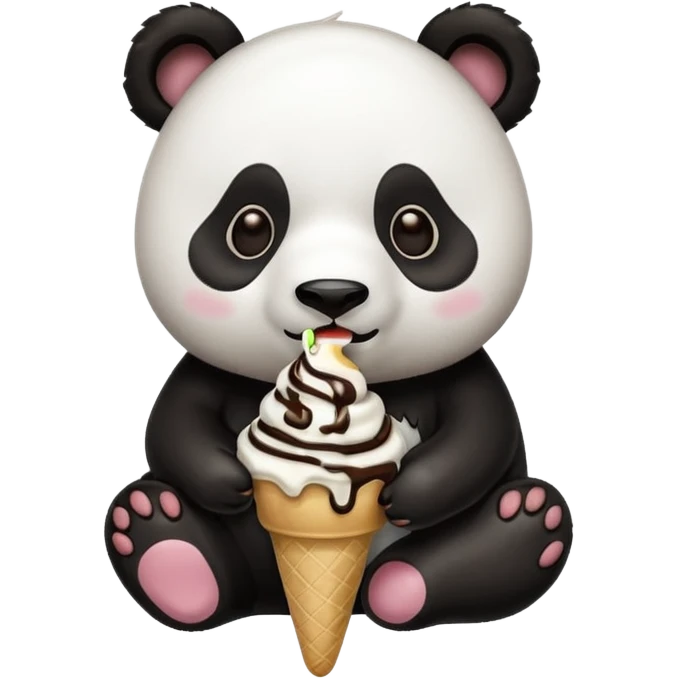 Panda eating ice cream emoji