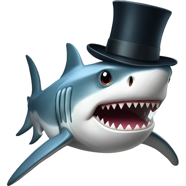 Shark with a top hat emoji
