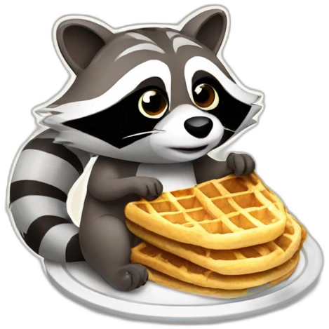 raccoon eating waffles emoji