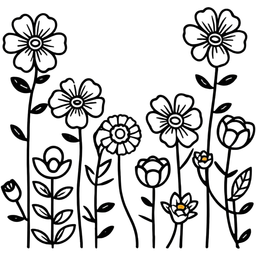 A line of flowers beautiful emoji