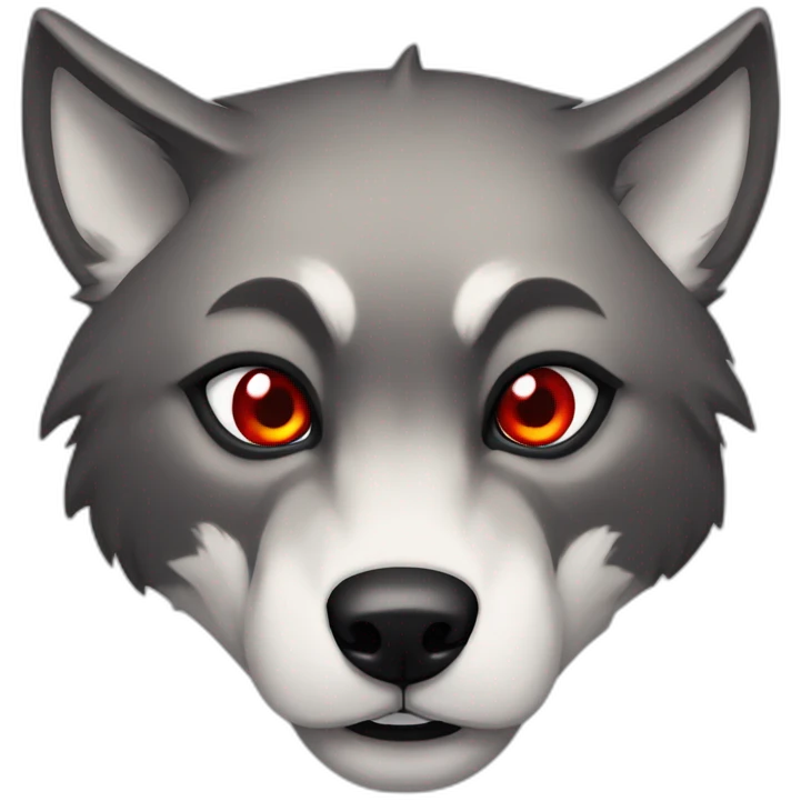 wolf aggressive, red eyes, black haird emoji