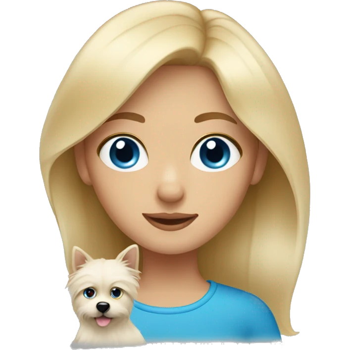 Blonde girl blue eyes holding spitz  emoji