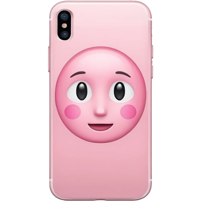 pastel pink iPhone, front view, iOS Apple emoji style emoji