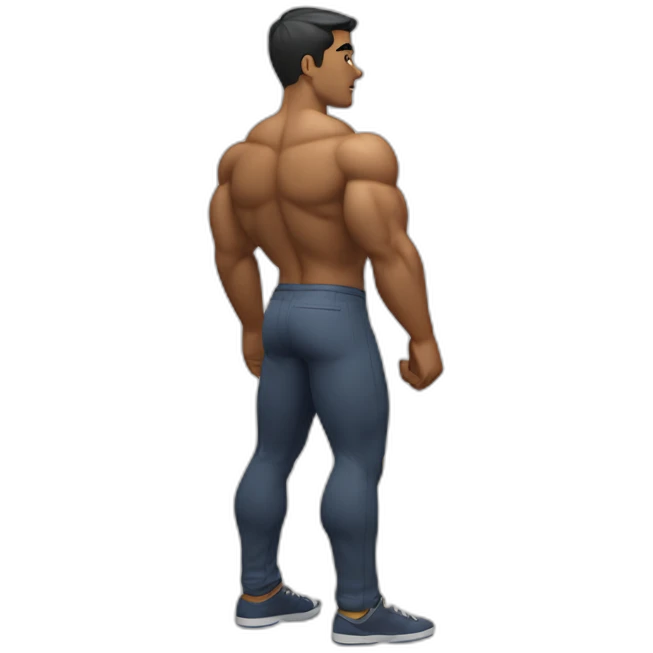 muscular man turning facing away from the viewer turning his head back to face the viewer emoji