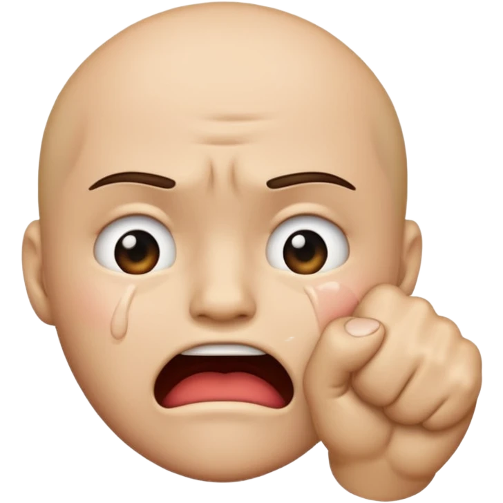 Crying emoji with 🤜 emoji over mouth emoji