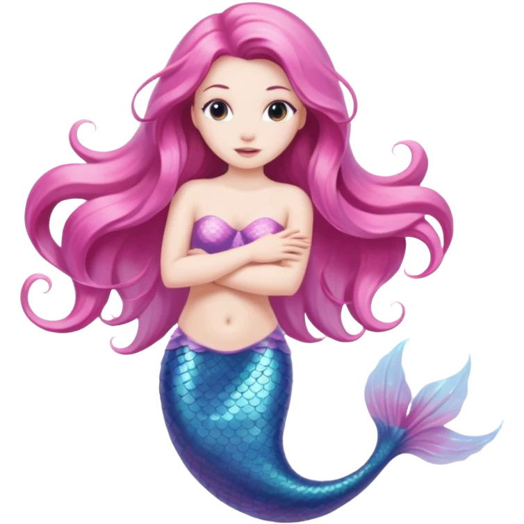 White brunette mermaid with pink tail emoji