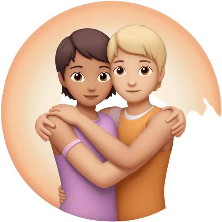 Two stylized arms forming a soft circle, as if hugging an invisible person. Warm pastel palette, minimal details. emoji
