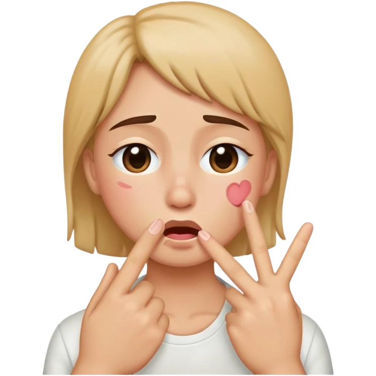 kissy face with peace sign and crying emoji